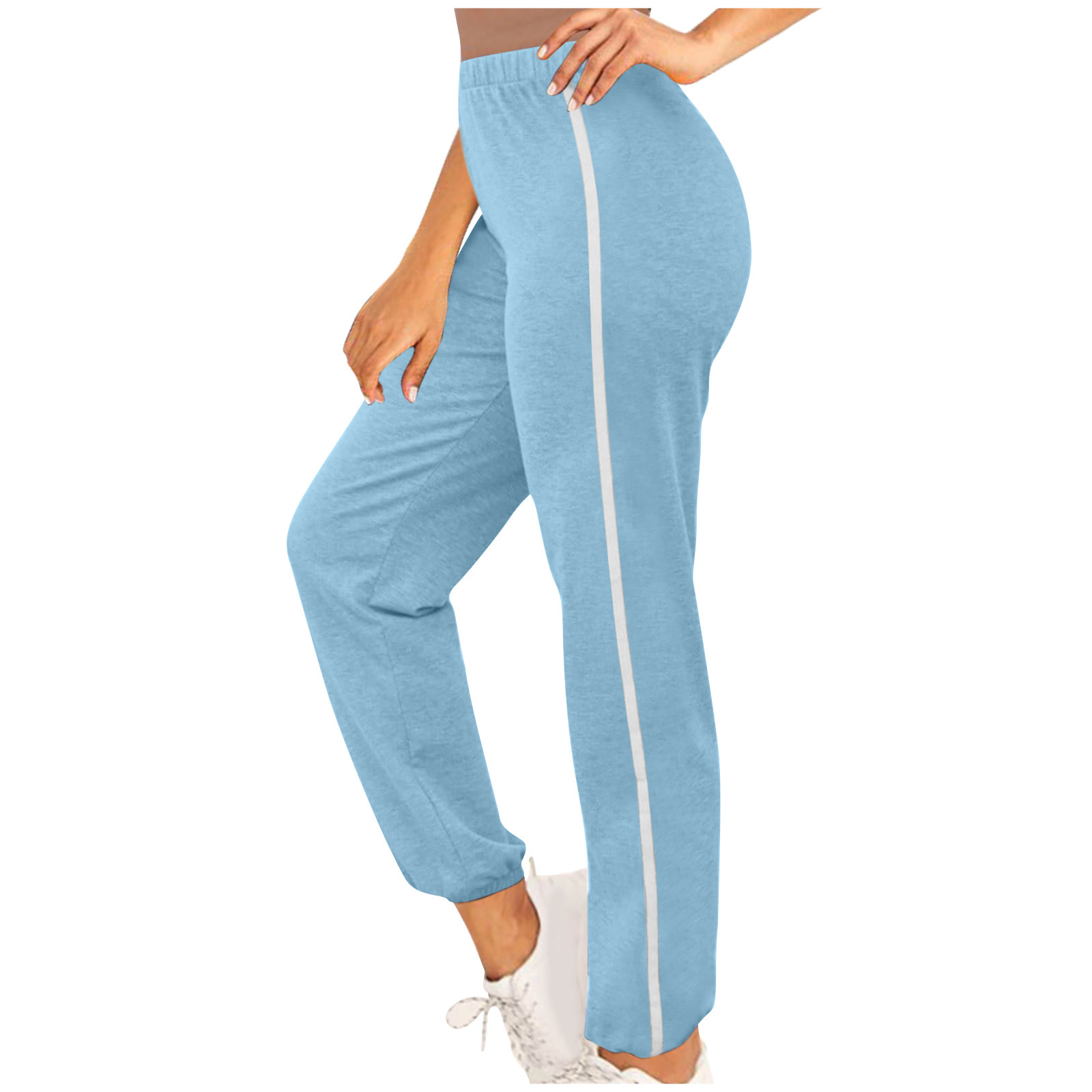 HOOJT Clearance!Joggers for Women Striped Tracksuit Bottoms Yoga Pants Lightweight Jogging Sweatpants Sports Lounge Pants Elasticated Waist Trousers